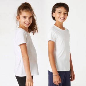 Kids' Decathlon Unisex Cotton T-Shirt White | DFS325194