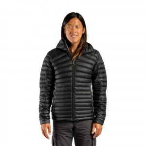 Men's Decathlon Forclaz Mt100 Hooded Down Puffer Jacket Black | BAF429176