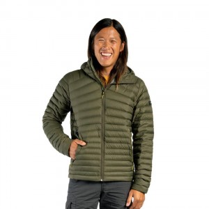 Men's Decathlon Forclaz Mt100 Hooded Down Puffer Jacket Green | NEH529486