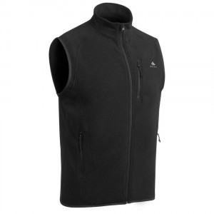 Men's Decathlon Hiking Fleece Sleeveless Mh120 Jacket Black | ORW027451