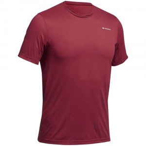 Men's Decathlon Hiking Synthetic Short-sleeved Mh100 T-Shirt Red | ECQ864592