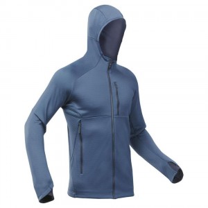 Men's Decathlon Quechua Mh520 Hood Hiking Fleece Jacket Blue | EFZ314098