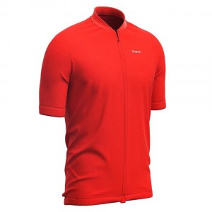 Men's Decathlon Short-sleeved Road Cycling Summer Jersey Rc100 T-Shirt Red | UJX592140