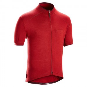 Men's Decathlon Triban Grvl 900 Merino Short-sleeved Cycling Jersey T-Shirt Red | MWT571049