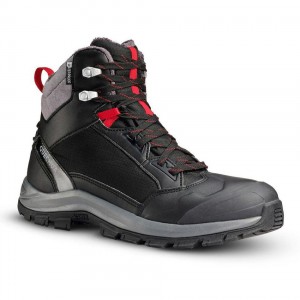 Men's Decathlon Warm And Waterproof Boots Sh500 Mountain Mid Hiking Shoes Black | PBH210796