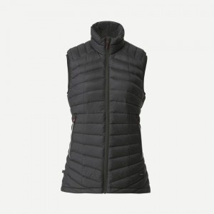 Women's Decathlon Forclaz Mt100 Down Puffer Vest Jacket Black | VYM916407