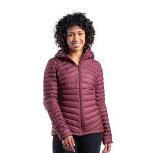 Women's Decathlon Forclaz Mt100 Hooded Down Puffer Jacket Brown | OBE791253