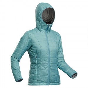 Women's Decathlon Forclaz Mt100 Hooded Synthetic Jacket Blue | YTD245908