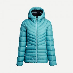 Women's Decathlon Forclaz Mt500 Hooded Down Puffer Jacket Blue | BGY183274