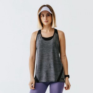 Women's Decathlon Kalenji Run Light Running Tank Top Grey | QRN532789