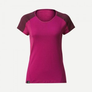 Women's Decathlon Merino Wool Short-sleeveding Mt500 T-Shirt Red | RFD106958