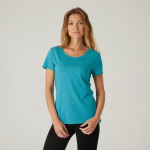 Women's Decathlon Nyamba 500 Regular Gym T-Shirt Blue | EAO562840