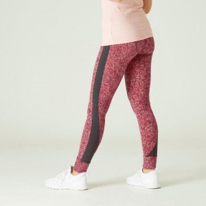 Women's Decathlon Nyamba 510 Stretchy High-waisted Cotton Fitness Leggings Red | UDM374165