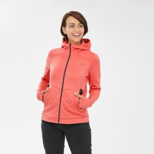 Women's Decathlon Quechua Mh520 Hooded Fleece Jacket Orange | QAL935476