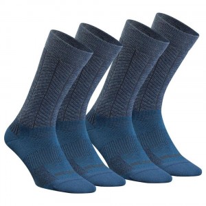 Women's Decathlon Quechua Sh500 Mid Winter Hiking Warm 2-pairs Socks Blue | SXY680235