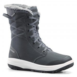 Women's Decathlon Warm And Waterproof Leather Boots Sh900 High-top Hiking Shoes Grey | XGY651204