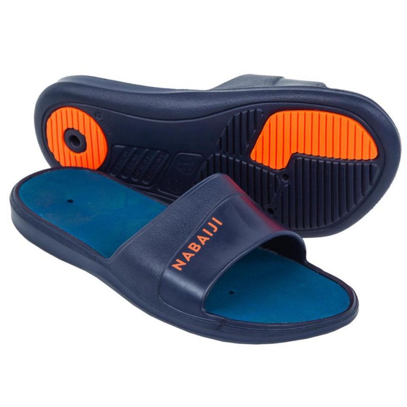 Kids\' Decathlon Nabaiji Slap 500 Pool Sandals Navy | LPR058923