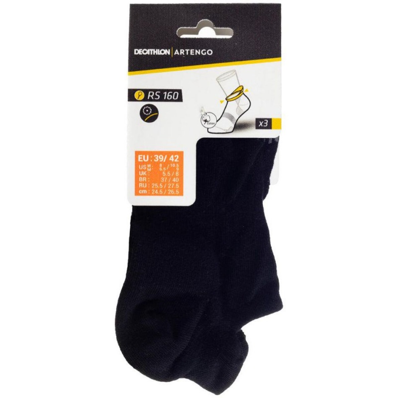 Men's Decathlon Chaussettes De Sport Basses Artengo Rs 160 Blanc Lot De 3 Socks Black | GHX359021