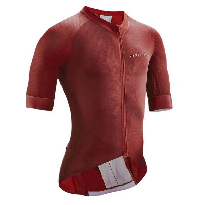 Men\'s Decathlon Endurance Racer Road Cycling Jersey T-Shirt Red | RNM218937