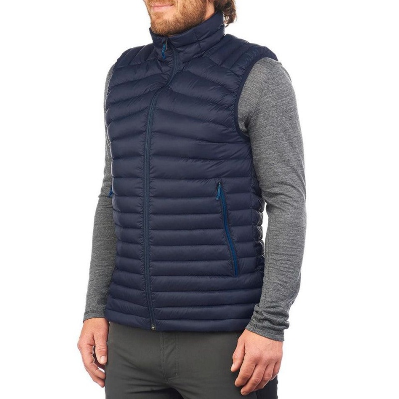 Men's Decathlon Forclaz Mt100 Down Puffer Vest Jacket Blue | KTS628470