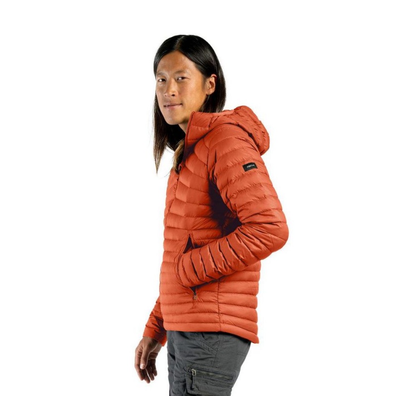 Men's Decathlon Forclaz Mt100 Hooded Down Puffer Jacket Orange | GPL681374