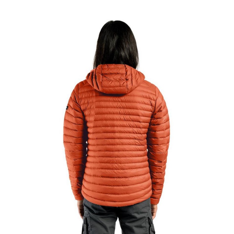 Men's Decathlon Forclaz Mt100 Hooded Down Puffer Jacket Orange | GPL681374