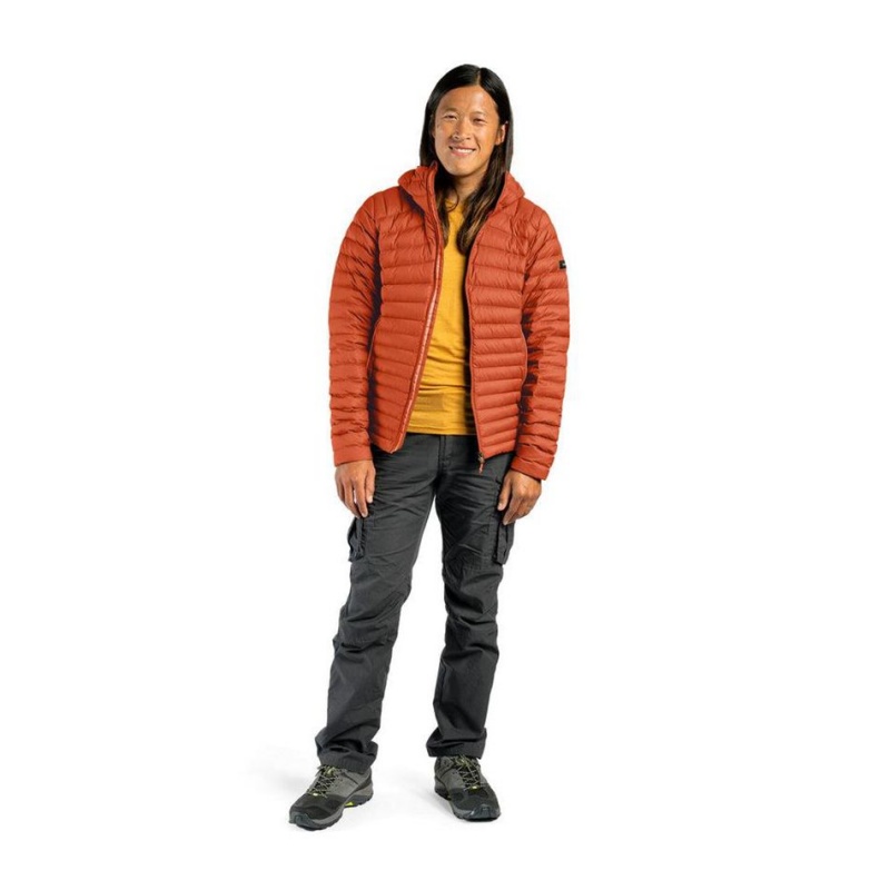 Men's Decathlon Forclaz Mt100 Hooded Down Puffer Jacket Orange | GPL681374