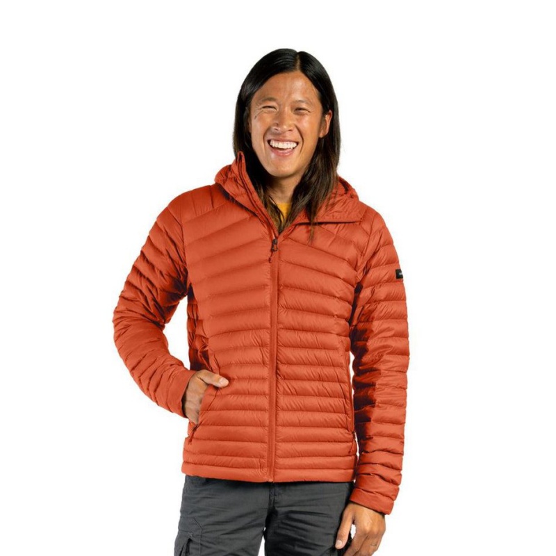 Men\'s Decathlon Forclaz Mt100 Hooded Down Puffer Jacket Orange | GPL681374