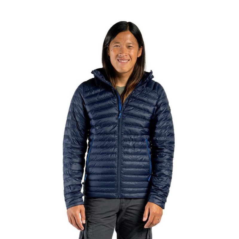 Men\'s Decathlon Forclaz Mt100 Hooded Down Puffer Jacket Blue | WVP354012