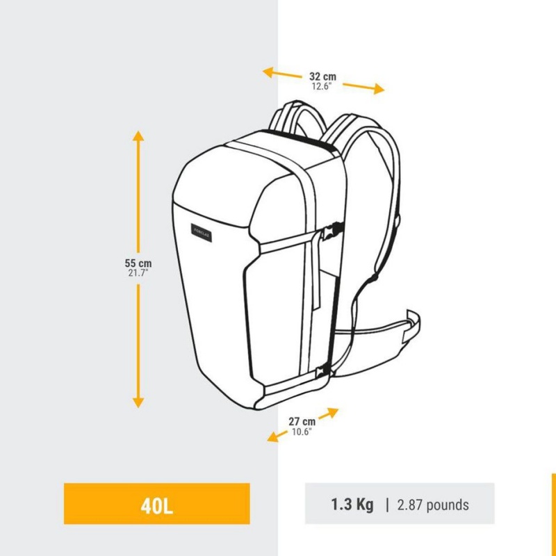 Men's Decathlon Forclaz Travel 500 Organizer 40 L Backpack Grey | SHF853142