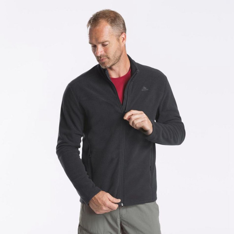 Men's Decathlon Hiking Fleece Mh120 Jacket Black | TAV971683