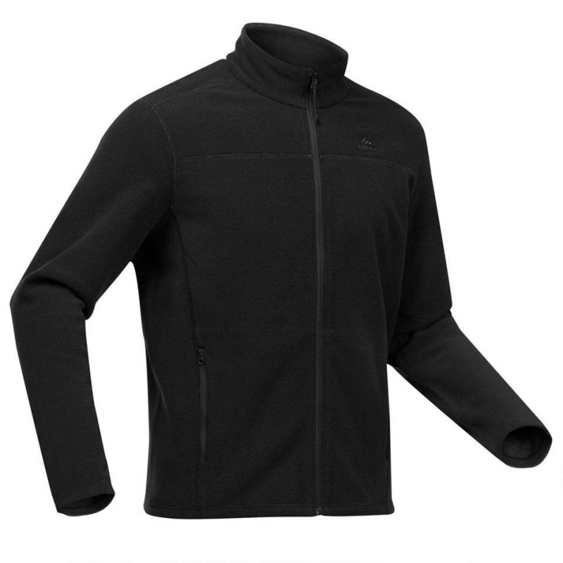 Men\'s Decathlon Hiking Fleece Mh120 Jacket Black | TAV971683