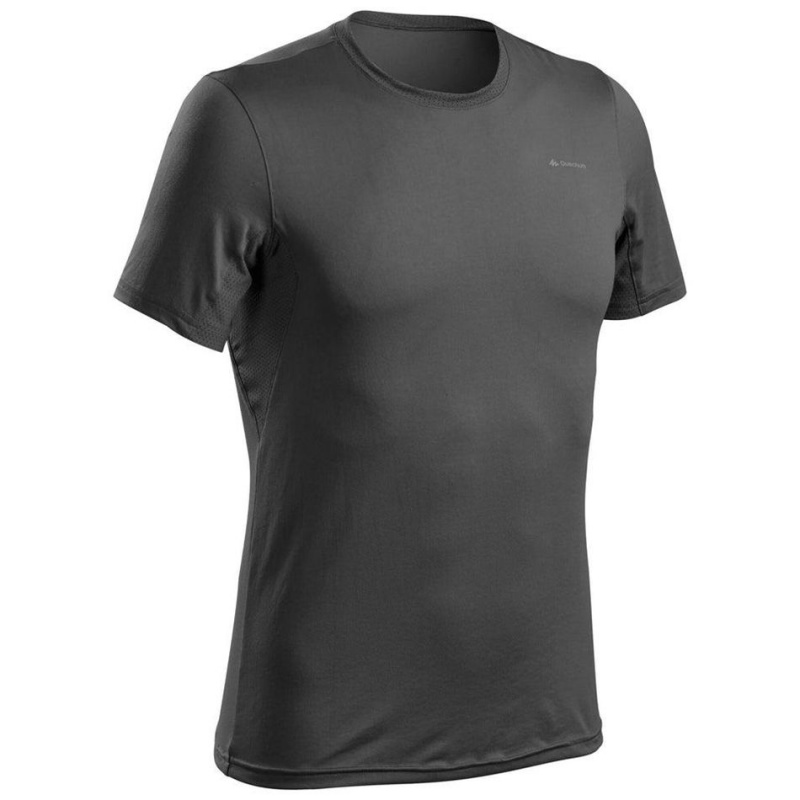 Men\'s Decathlon Hiking Synthetic Short-sleeved Mh100 T-Shirt Grey | OTE964150