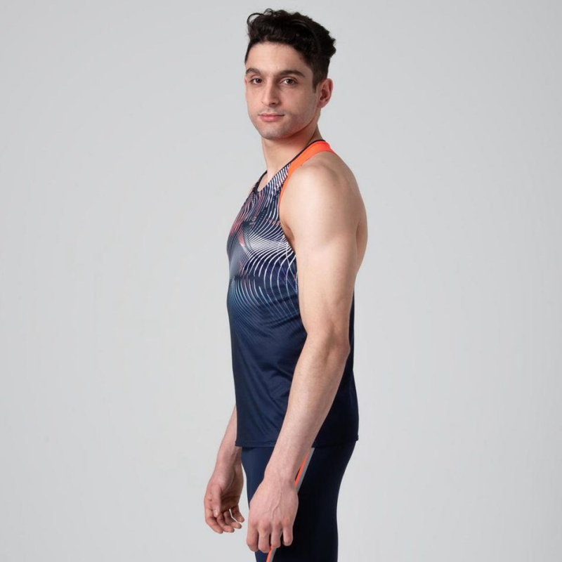 Men's Decathlon Kalenji Athletics Tank Top Navy | GHI836207