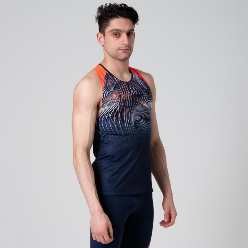 Men's Decathlon Kalenji Athletics Tank Top Navy | GHI836207