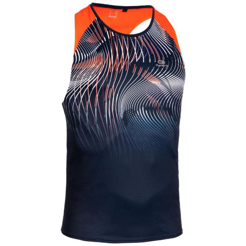 Men\'s Decathlon Kalenji Athletics Tank Top Navy | GHI836207