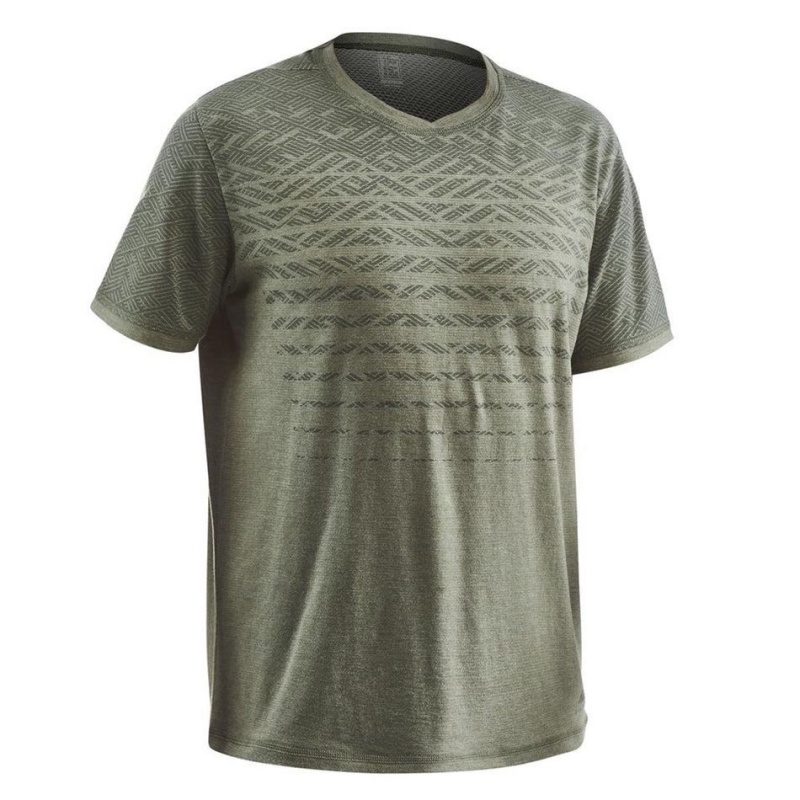 Men's Decathlon Nh550 Fresh Hiking T-Shirt Green | EKZ217654