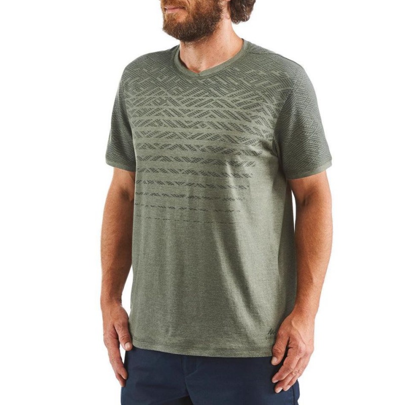 Men's Decathlon Nh550 Fresh Hiking T-Shirt Green | EKZ217654