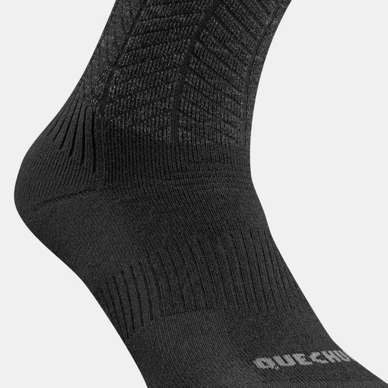 Men's Decathlon Quechua Sh500 Mid 2-pair Winter Hiking Warm Socks Black | AIW624705