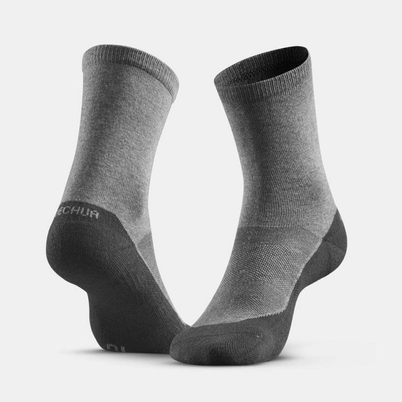 Men's Decathlon Sock Hike 50 High Pack Of 2 Pairs Socks Grey | IMH928057