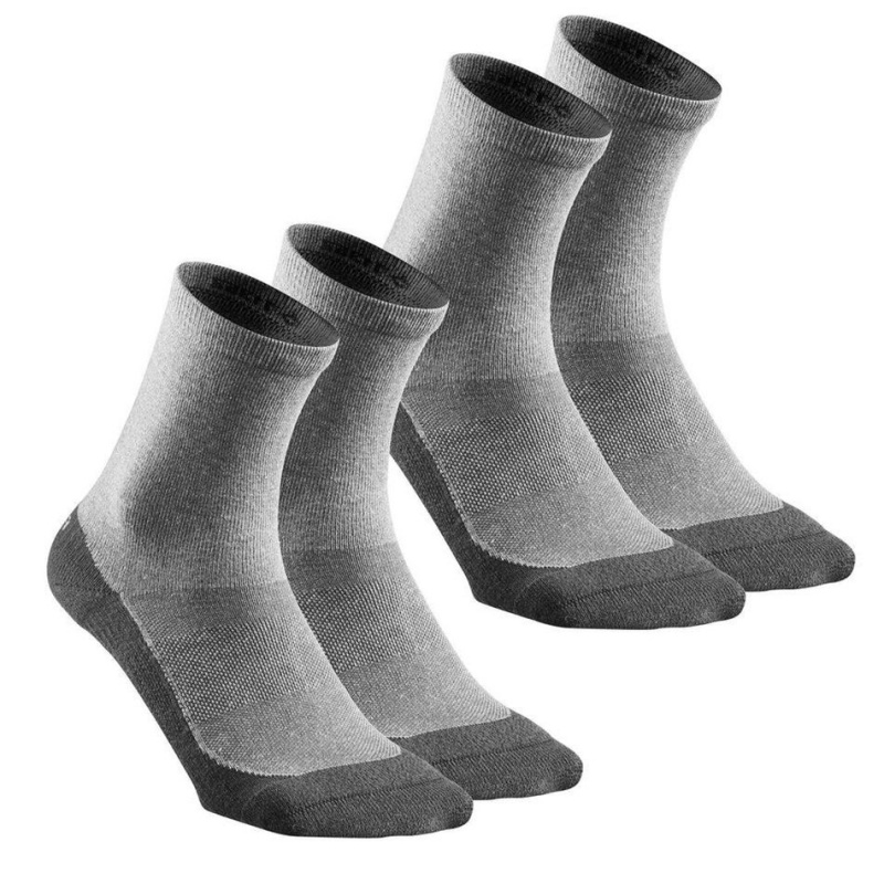 Men\'s Decathlon Sock Hike 50 High Pack Of 2 Pairs Socks Grey | IMH928057