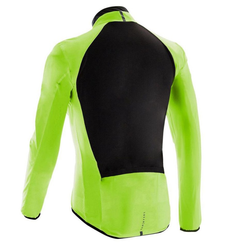 Men's Decathlon Van Rysel Ultra-light Windproof Road Cycling Jacket Green | HQW861742