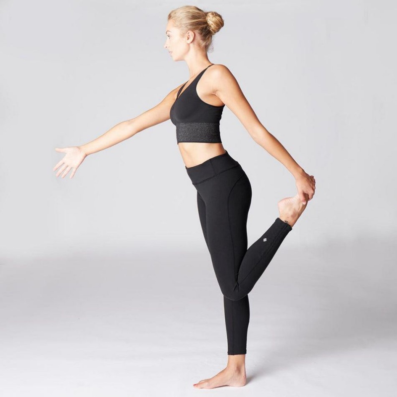 Women's Decathlon Domyos Dynamic Yoga Leggings Black | TGK038172