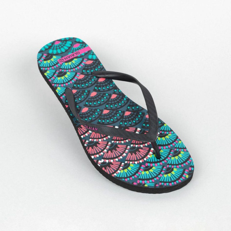 Women's Decathlon Flip-flops 120 Zag Sandals Black | CHA568402