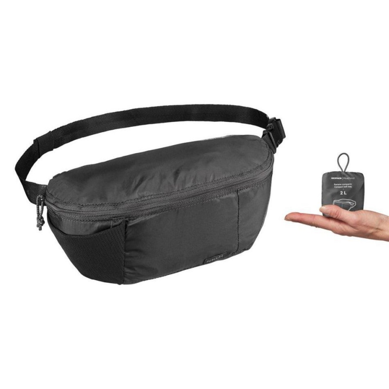 Women\'s Decathlon Forclaz Travel 100 Compact 2 L Hiking Fanny Pack Bags Black | XSF067389