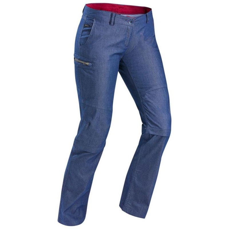 Women's Decathlon Forclaz Travel 100 Zip-off Hiking Pants Navy | OQZ135867