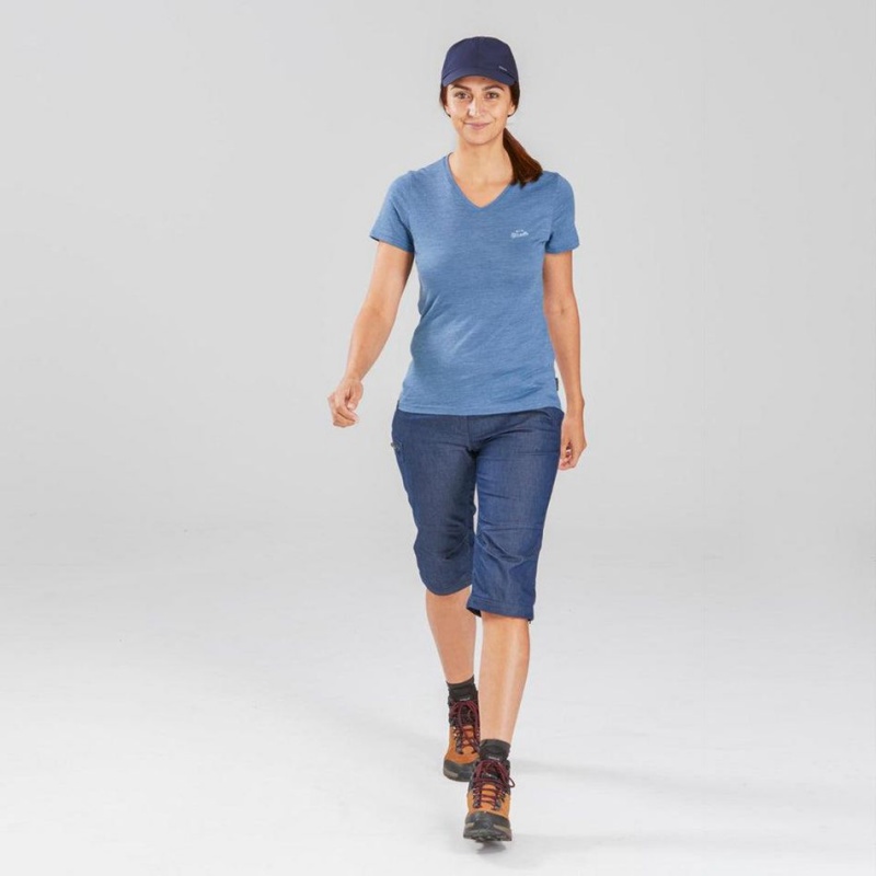 Women's Decathlon Forclaz Travel 100 Zip-off Hiking Pants Navy | OQZ135867