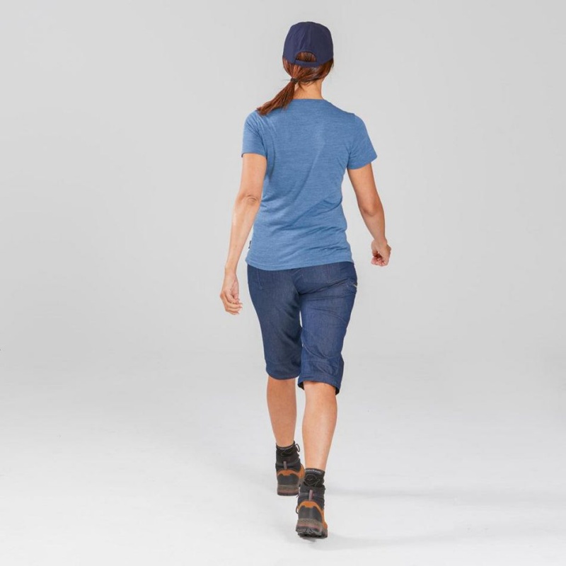 Women's Decathlon Forclaz Travel 100 Zip-off Hiking Pants Navy | OQZ135867