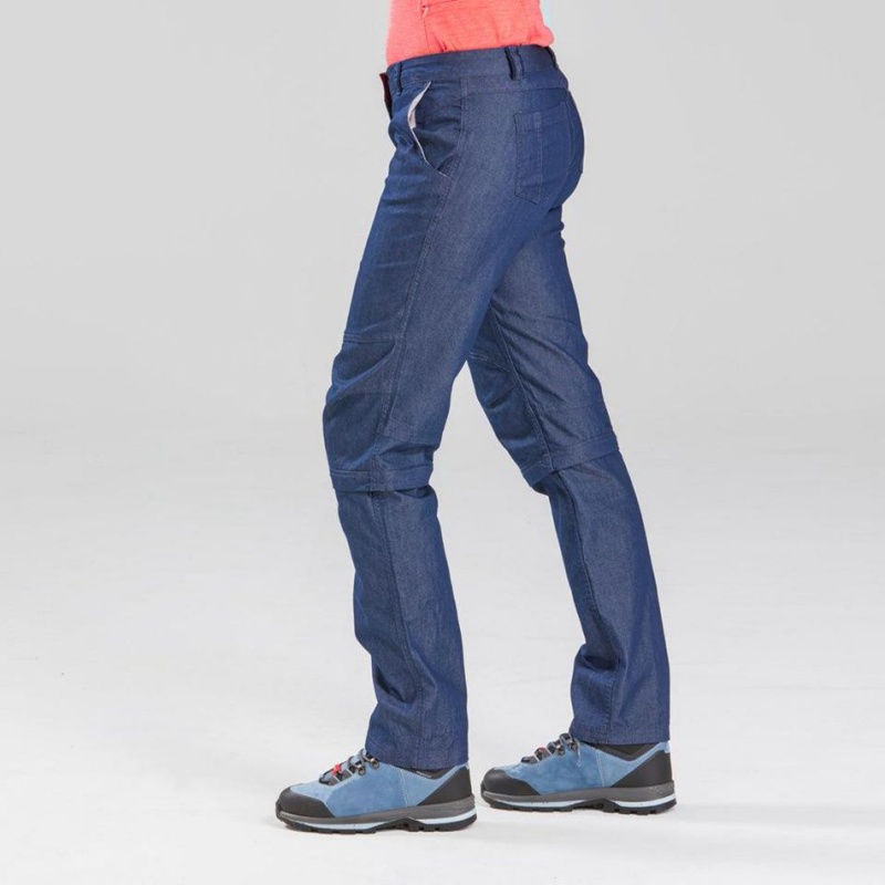 Women's Decathlon Forclaz Travel 100 Zip-off Hiking Pants Navy | OQZ135867