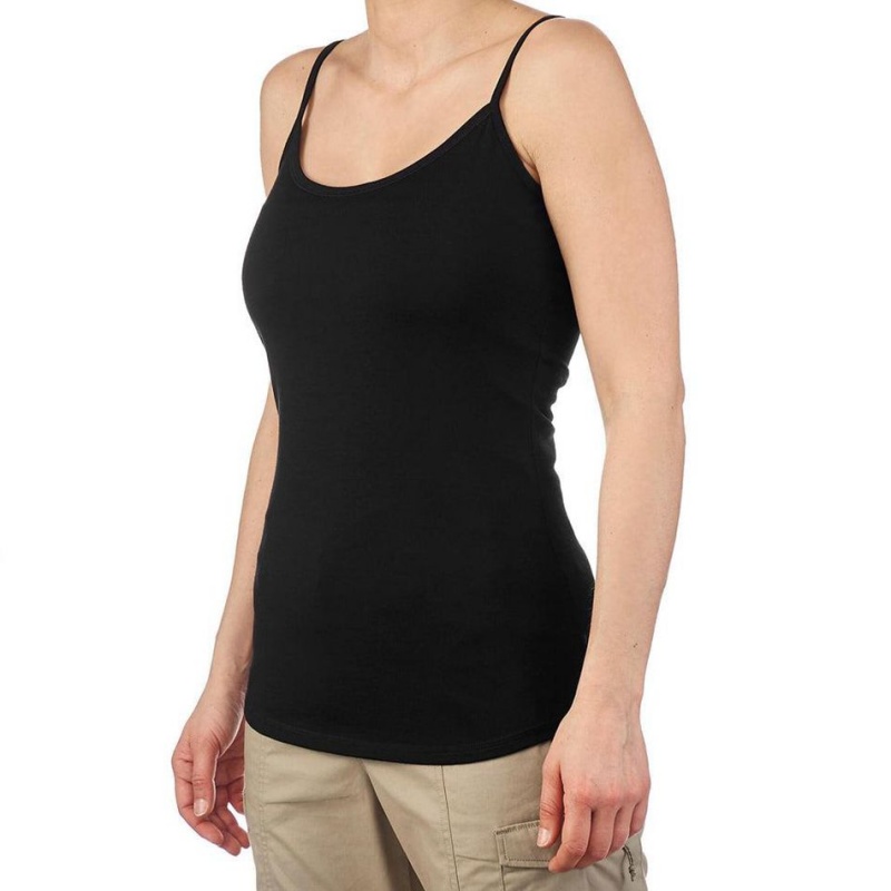 Women\'s Decathlon Forclaz Trek 500 Merino Wool Hiking Tank Top Black | VYP765139